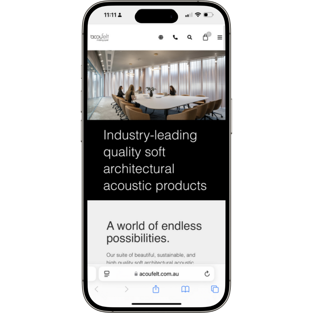 Acoufelt website mobile view - Wolf IQ