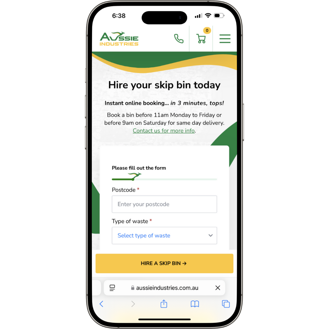 Aussie Industries website mobile view - Wolf IQ
