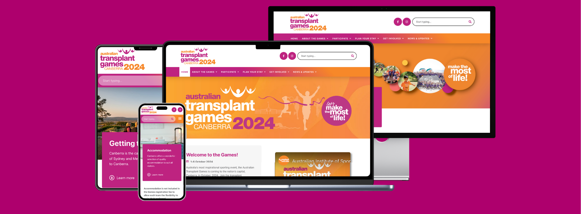 Australian Transplant Games website on multiple devices - Wolf IQ