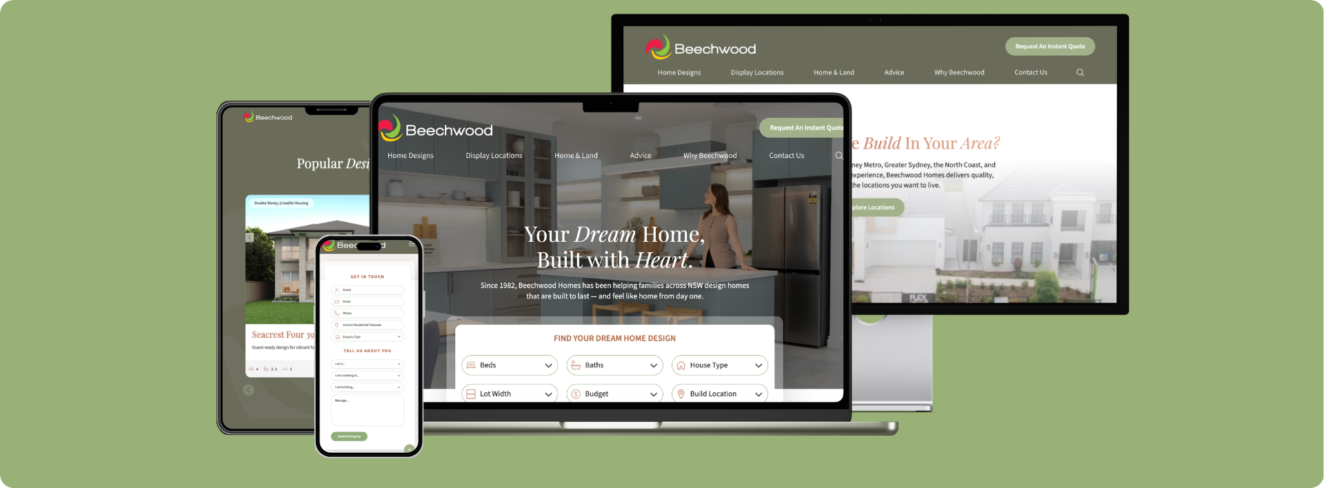 Beechwood Homes website on multiple devices - Wolf IQ