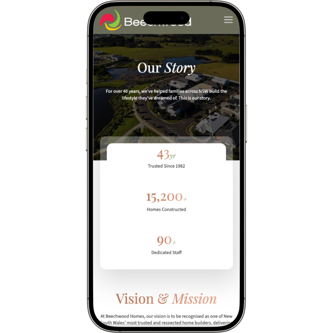 Beechwood Homes website mobile view - Wolf IQ