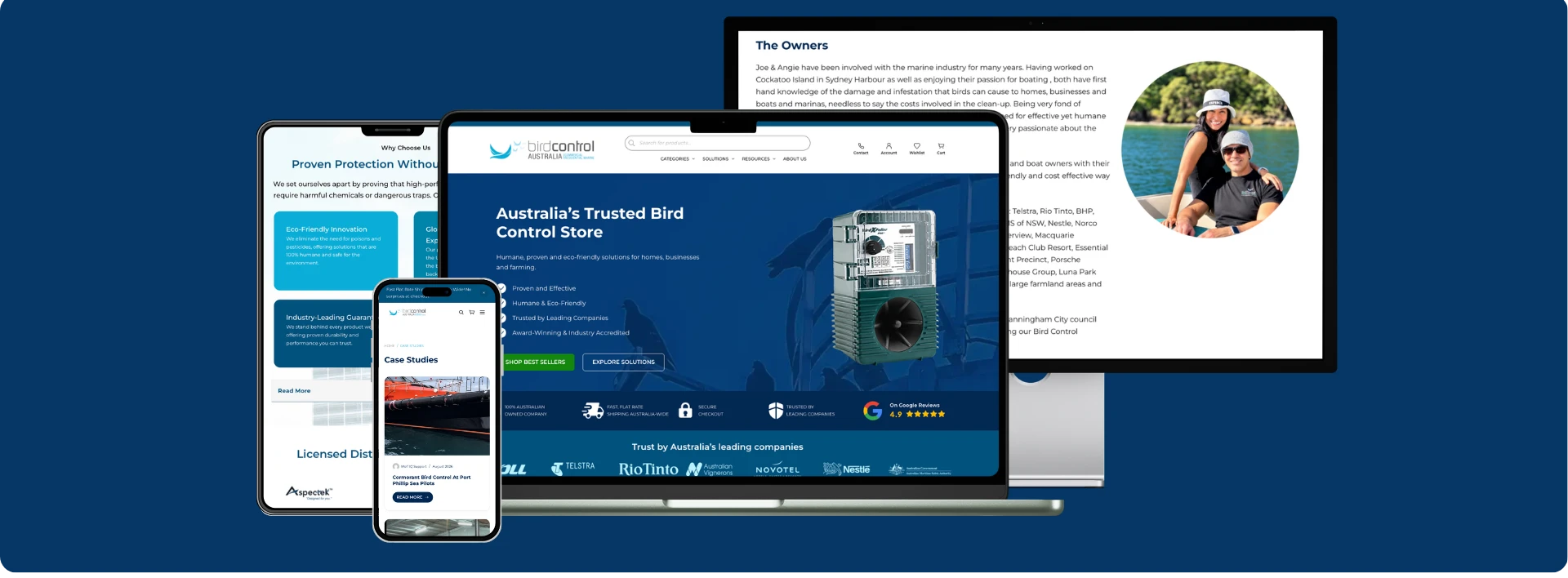 Bird Control Australia website on multiple devices - Wolf IQ