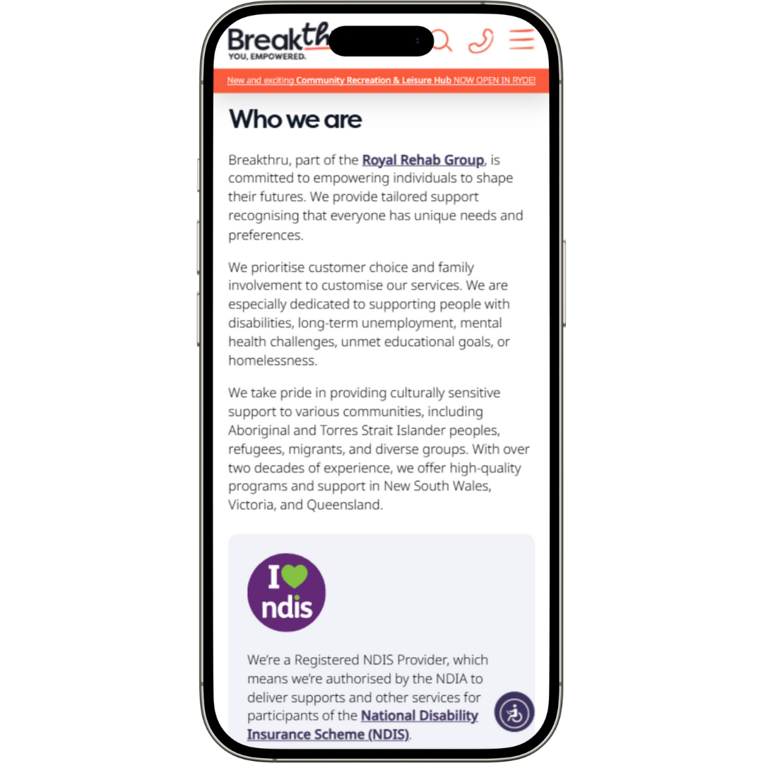 Breakthru website mobile view - Wolf IQ