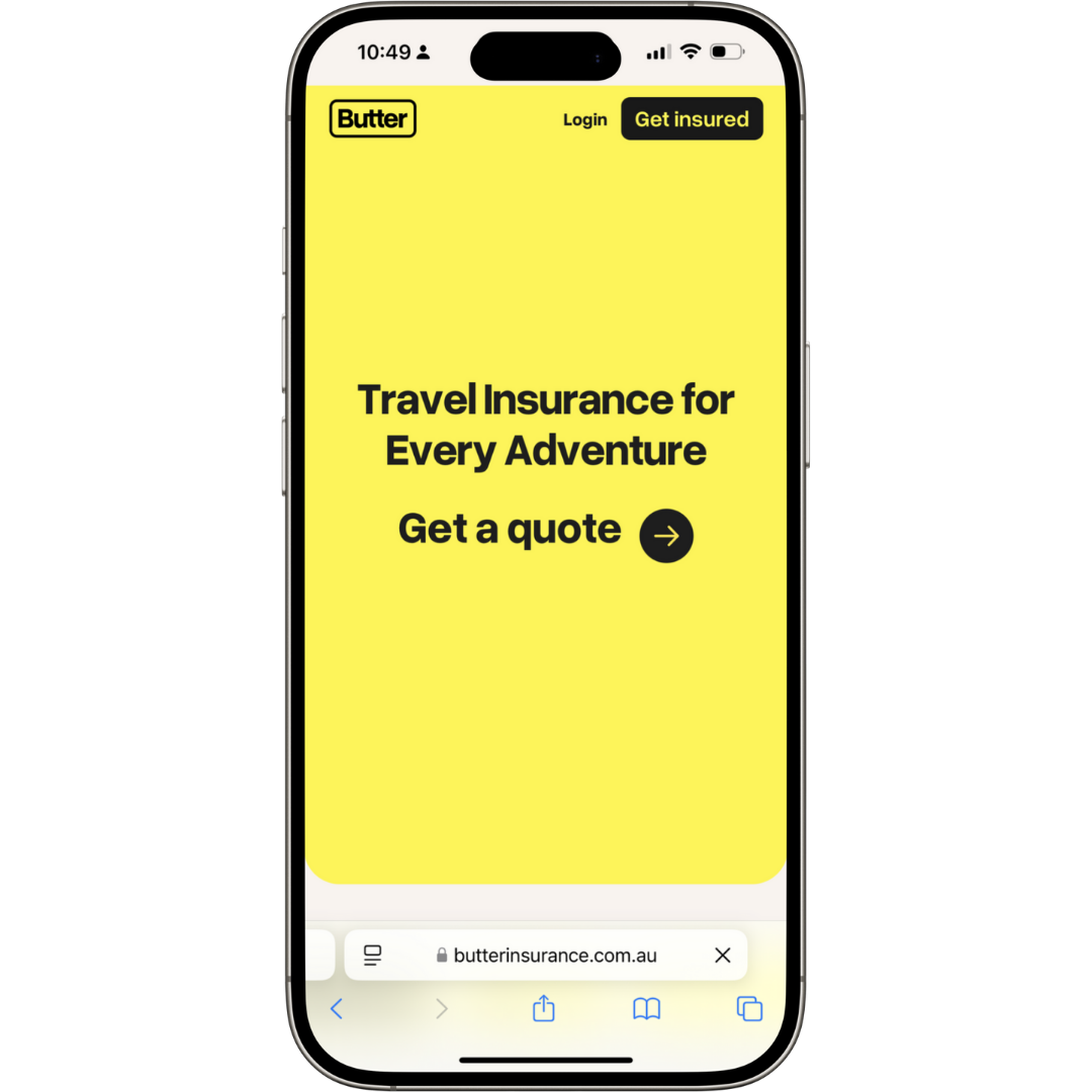 Butter Insurance website mobile view - Wolf IQ
