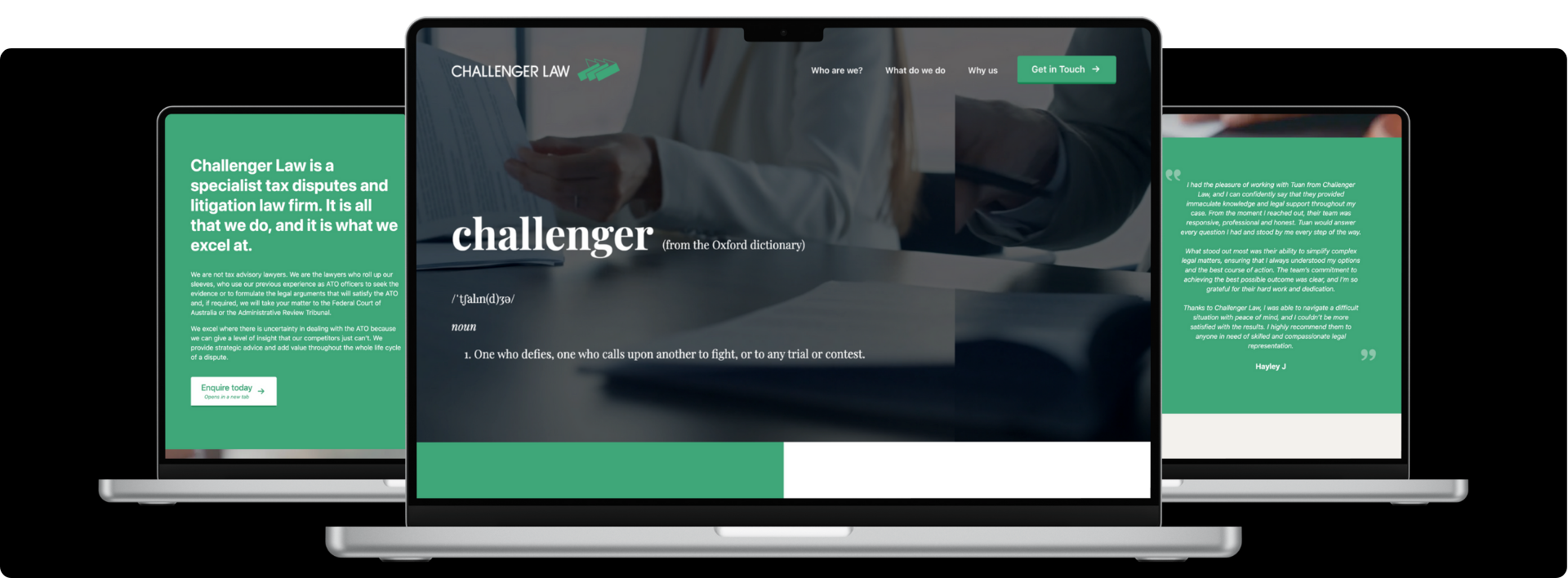 Challenger Law website on multiple devices - Wolf IQ