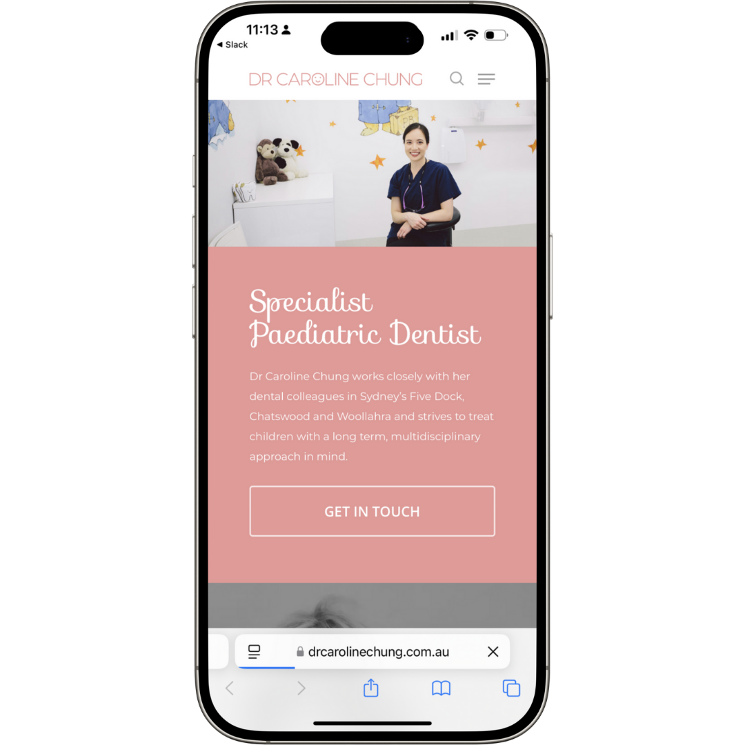 Dr Caroline Chung website mobile view - Wolf IQ