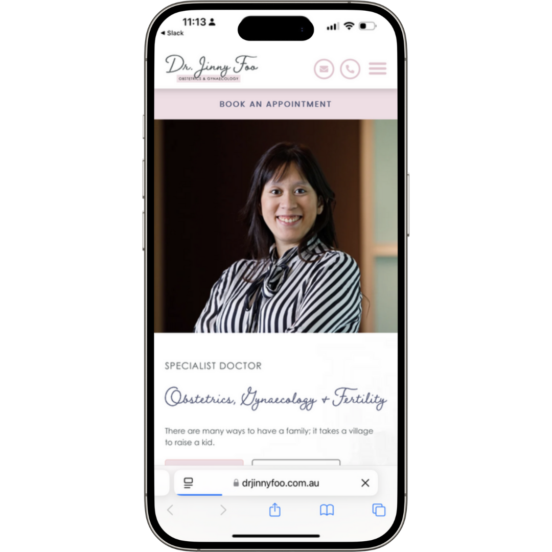 Dr Jinny Foo website mobile view - Wolf IQ