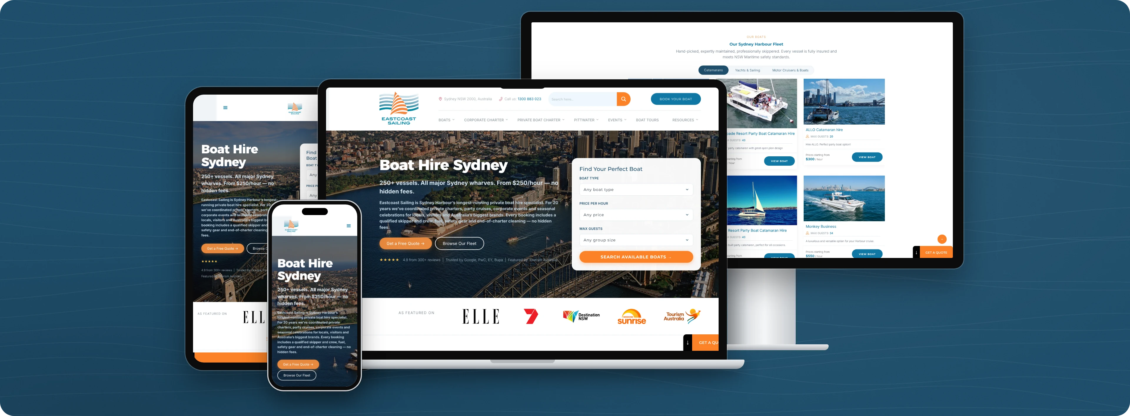 Eastcoast Sailing website on multiple devices - Wolf IQ