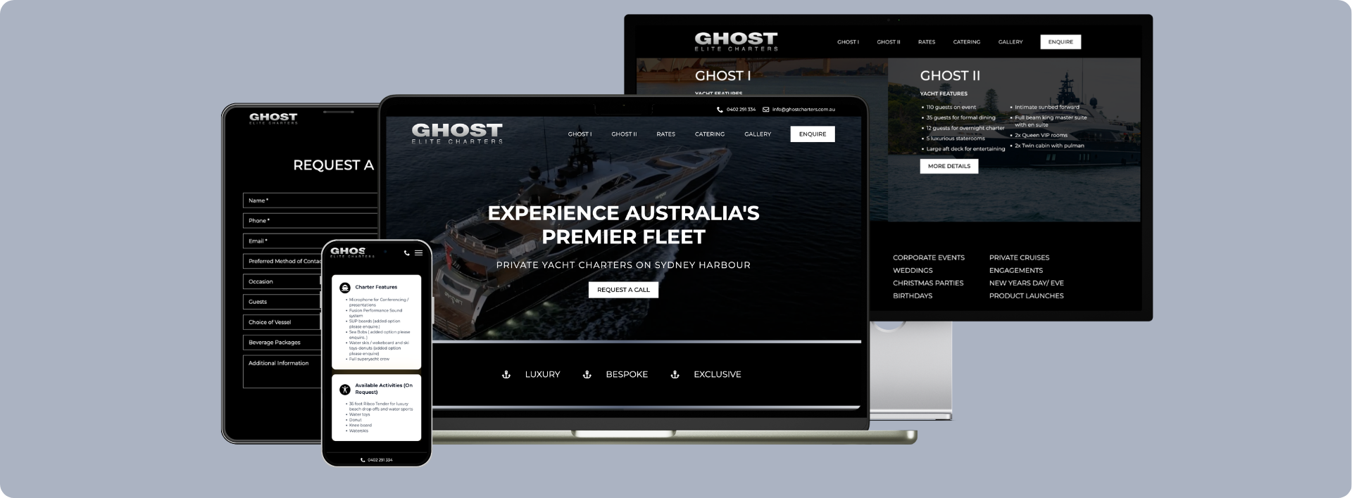 Ghost Charters website on multiple devices - Wolf IQ