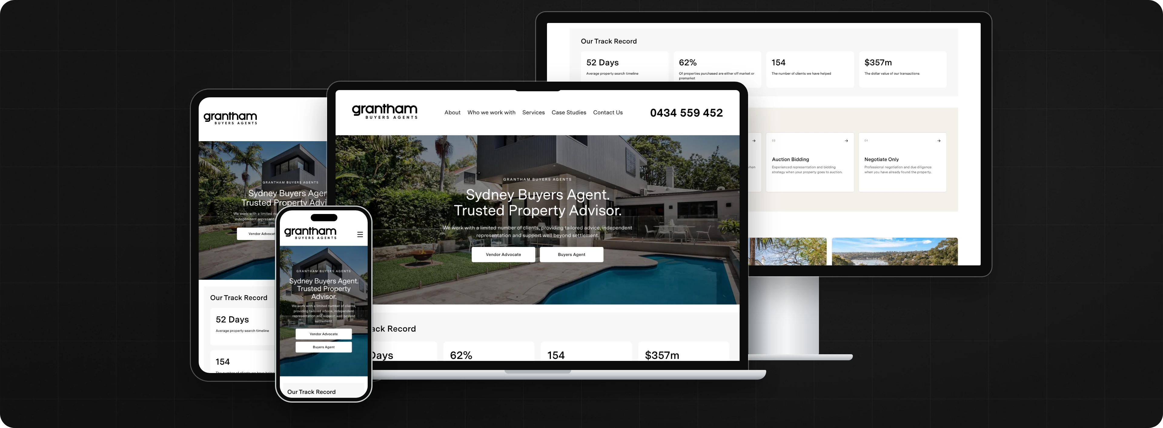 Grantham Buyers Agents website on multiple devices - Wolf IQ