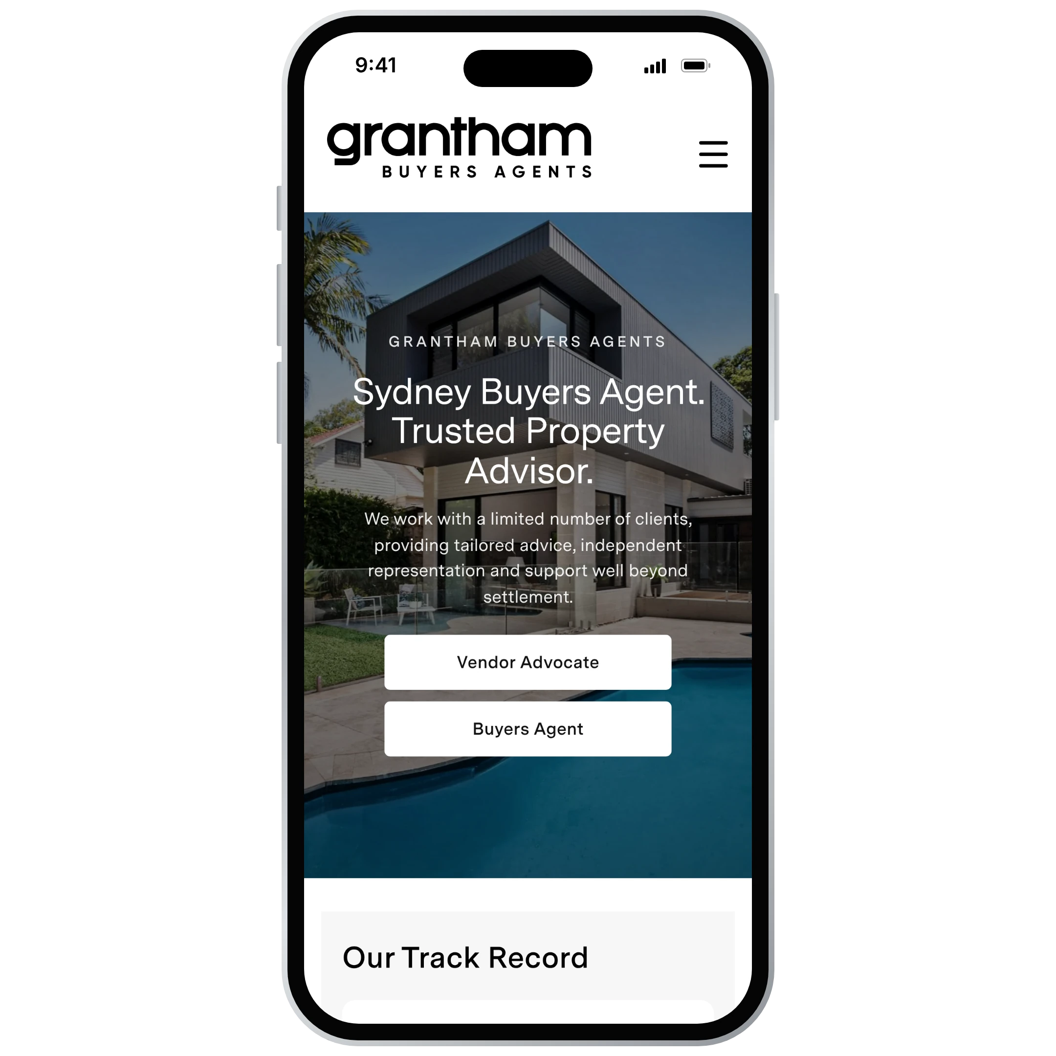 Grantham Buyers Agents website mobile view - Wolf IQ
