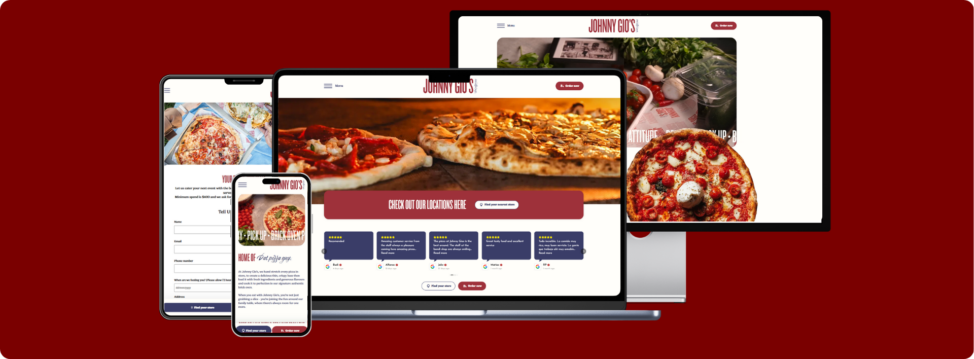 Johnny Gio’s Pizza website on multiple devices - Wolf IQ