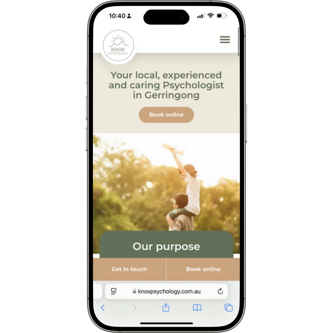 Knox Psychology website mobile view - Wolf IQ