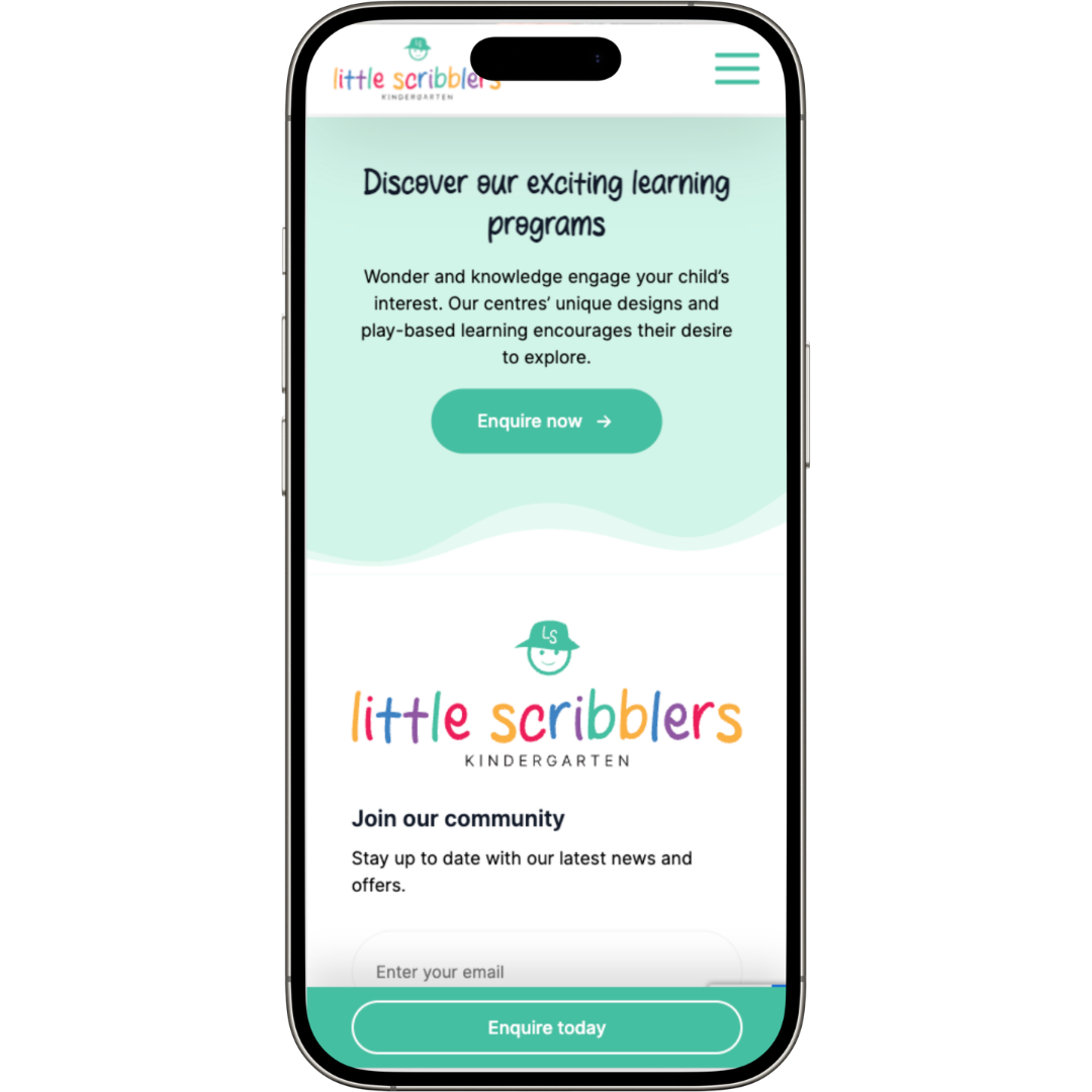 Little Scribblers website mobile view - Wolf IQ