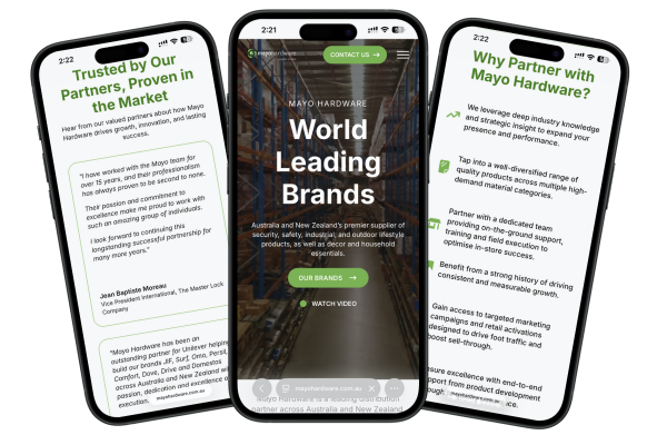 Mayo Hardware website on mobile