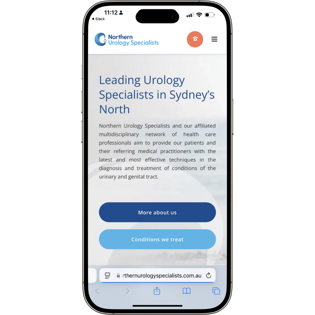 Northern Urology website mobile view - Wolf IQ