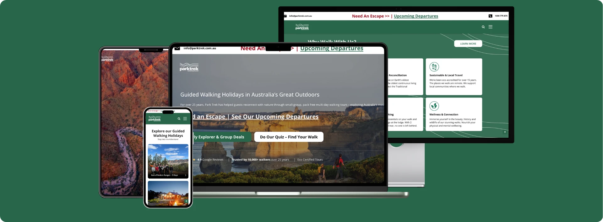 Park Trek Walking Holidays website on multiple devices - Wolf IQ