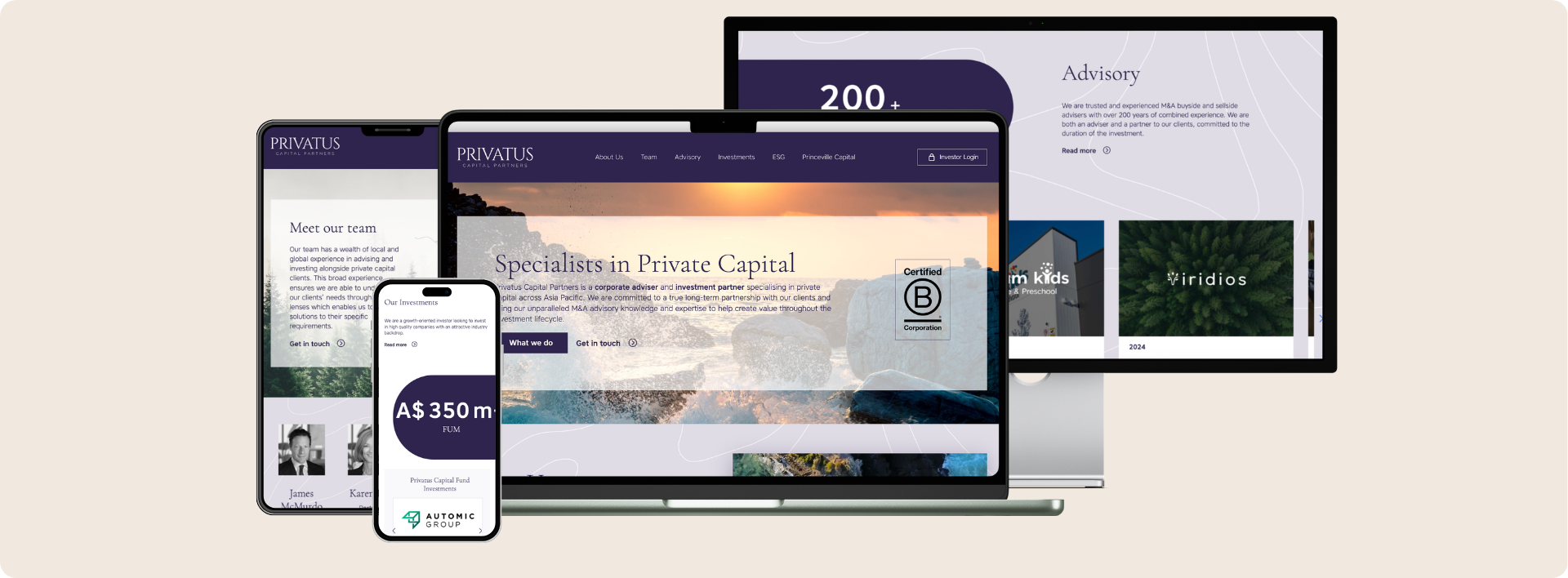 Privatus Capital Partners website on multiple devices - Wolf IQ