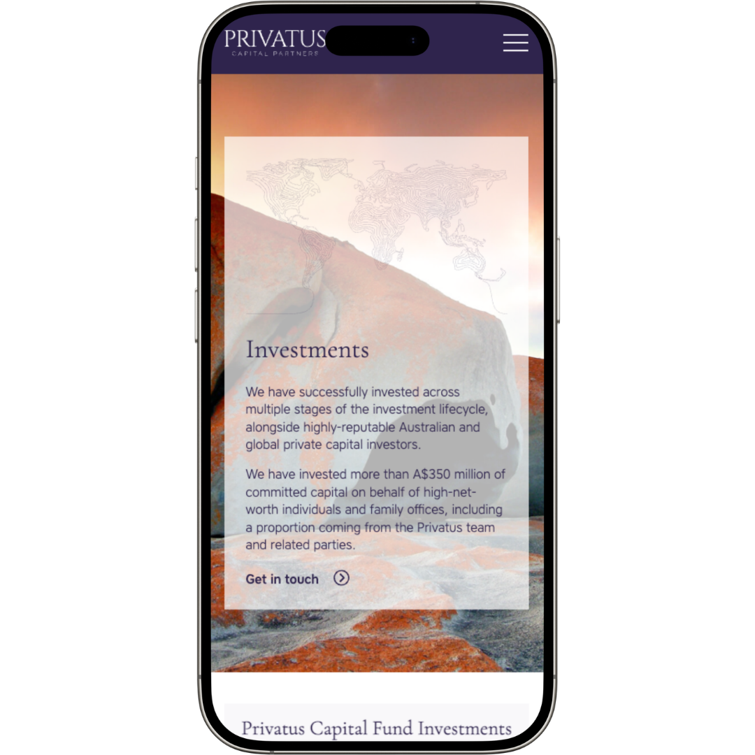 Privatus Capital Partners website mobile view - Wolf IQ