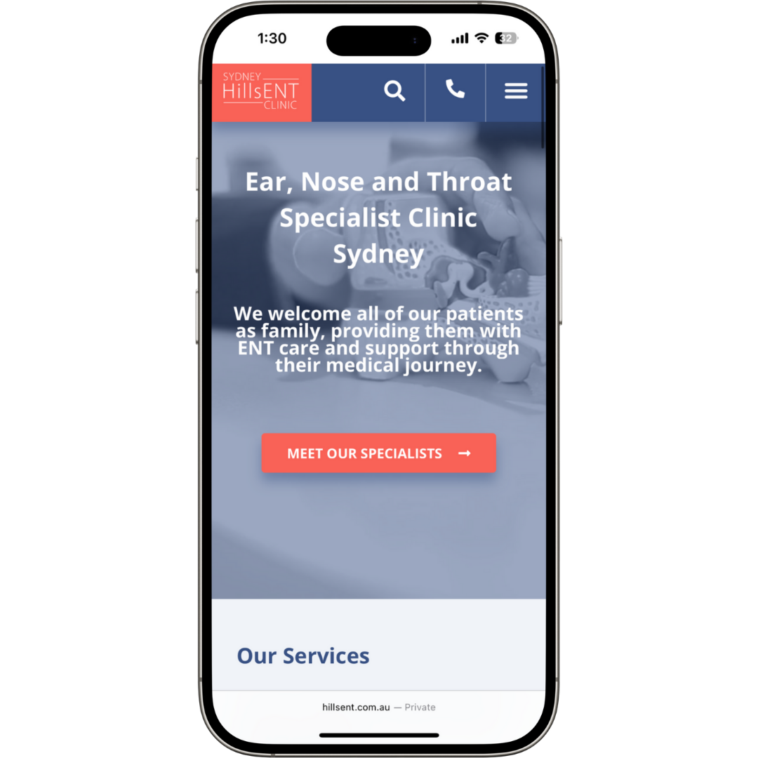 Sydney Hills ENT website mobile view - Wolf IQ
