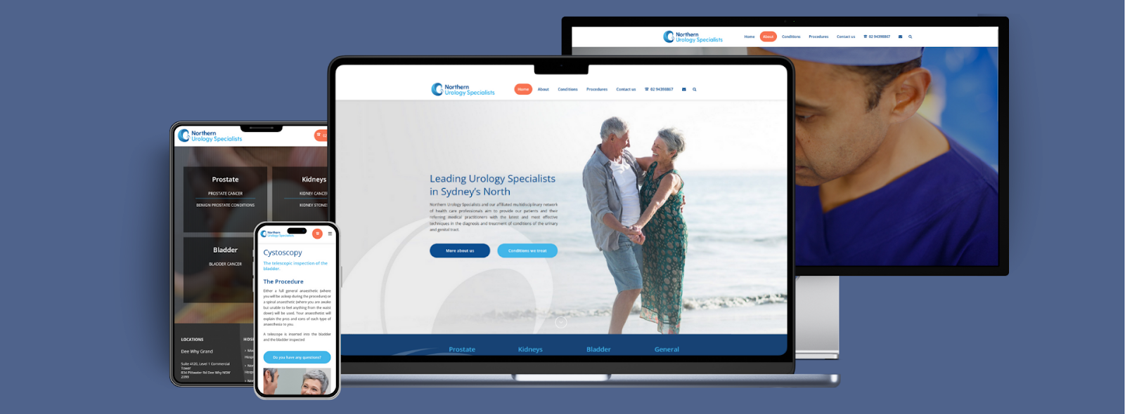 Northern Urology website on mobile and desktop screens, showing Wolf IQ’s medical web design expertise – Wolf IQ