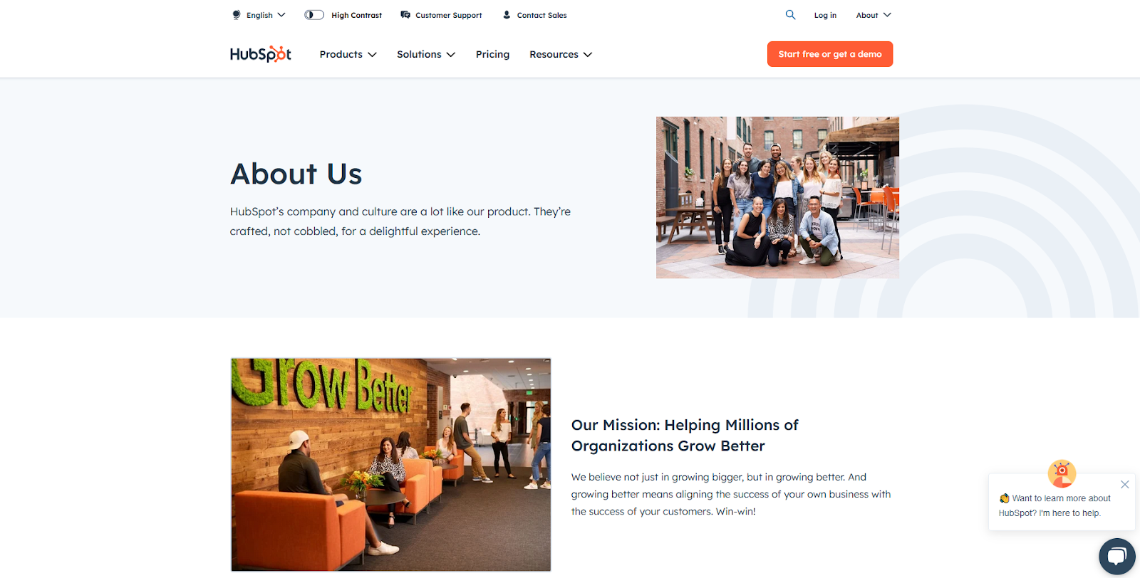 Hubspot About Us Page Example