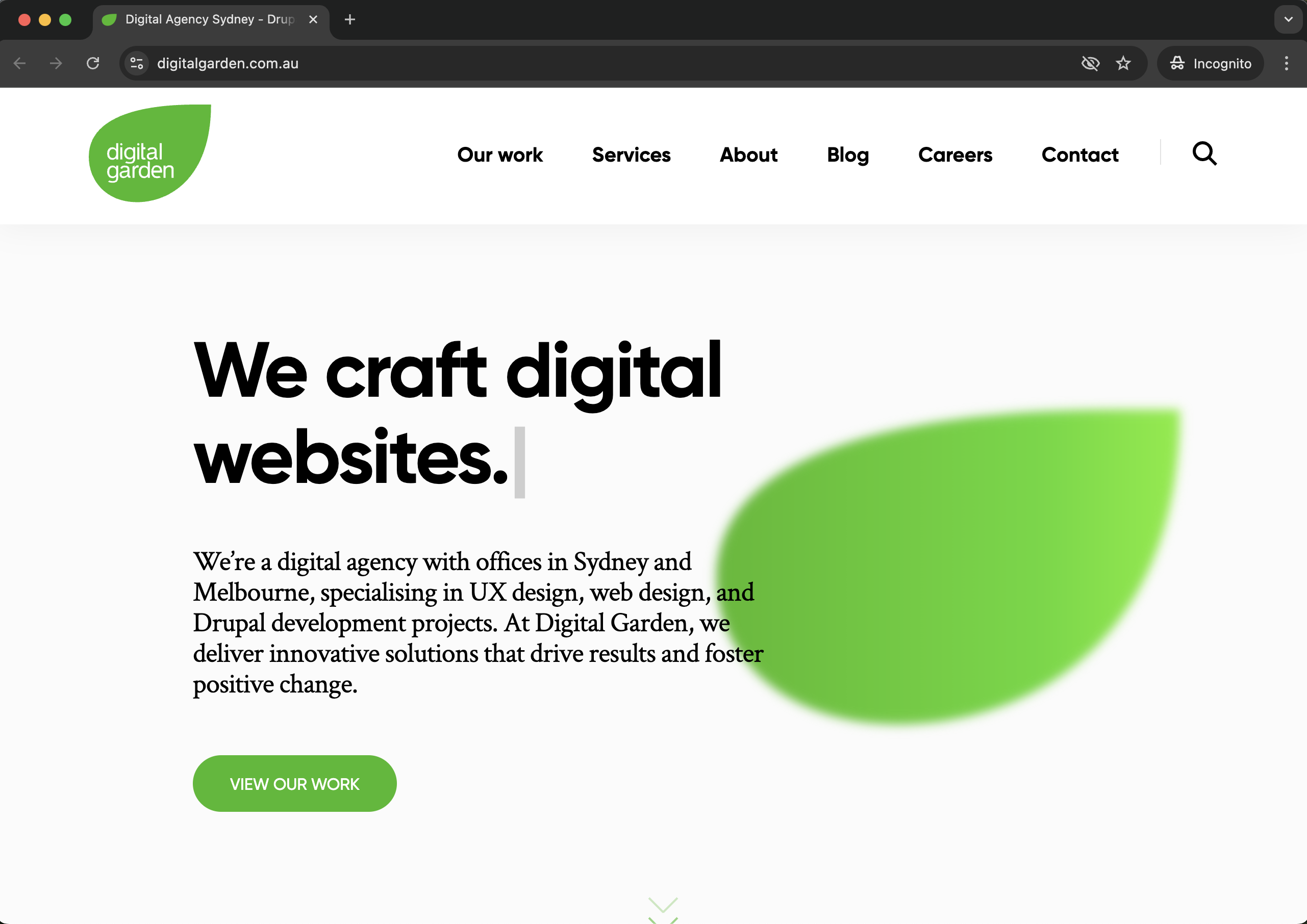 Digital Garden Sydney and Melbourne digital agency homepage specialising in UX design, web design and Drupal development projects - Wolf IQ
