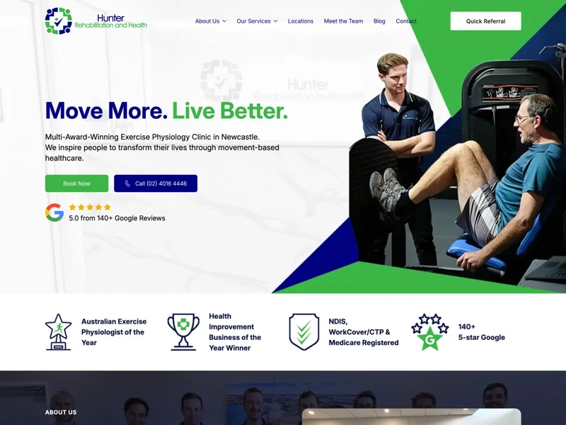 Hunter Rehabilitation and Health website