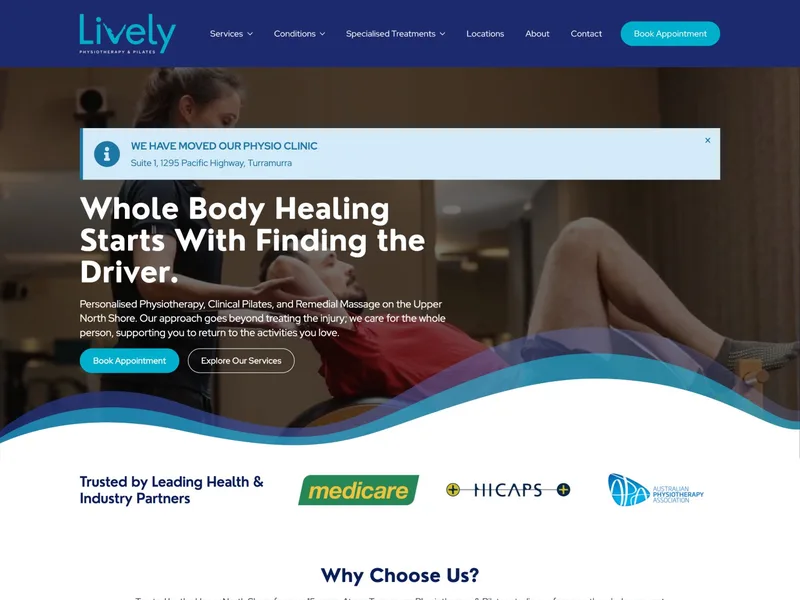 Lively Physiotherapy website